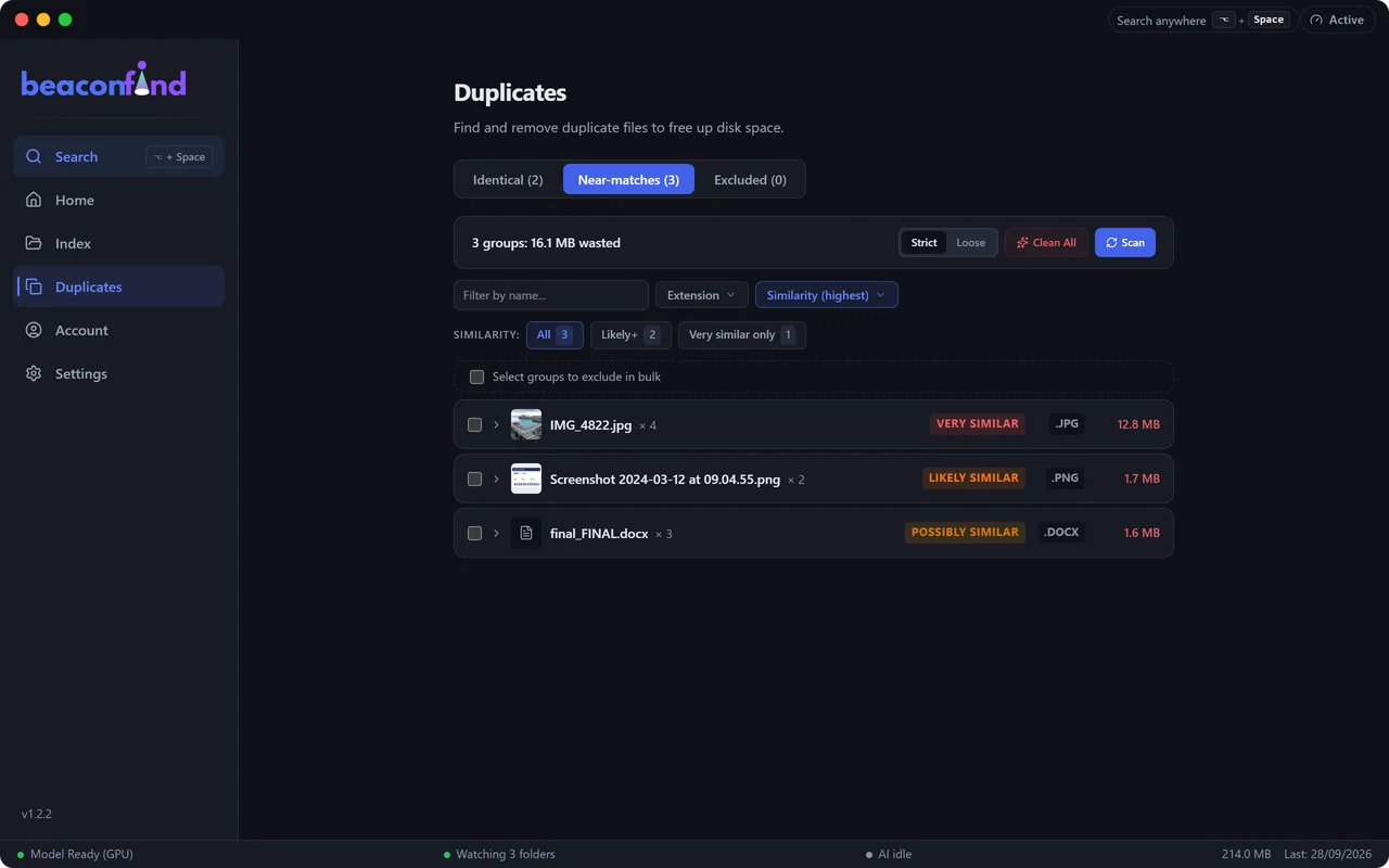 BeaconFind: Find what is duplicated, take the space back