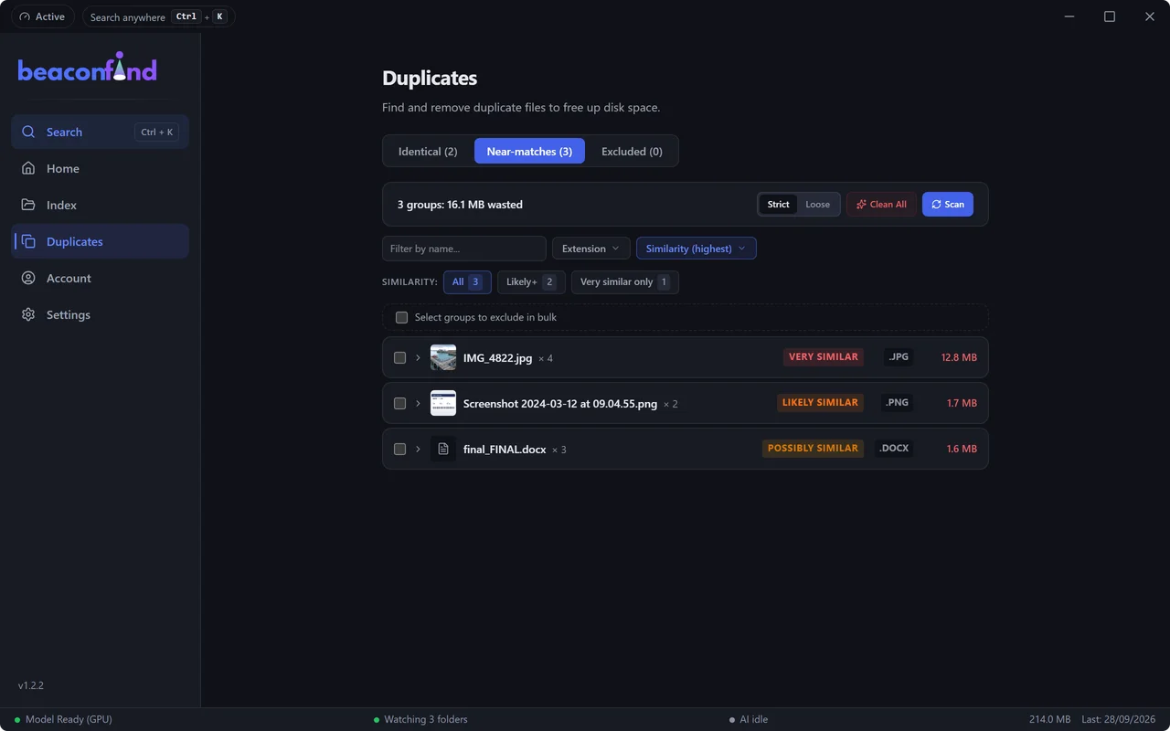 BeaconFind: Find what is duplicated, take the space back