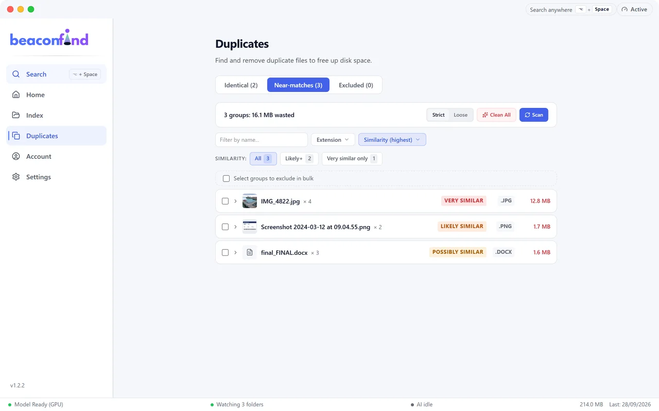 BeaconFind: Find what is duplicated, take the space back