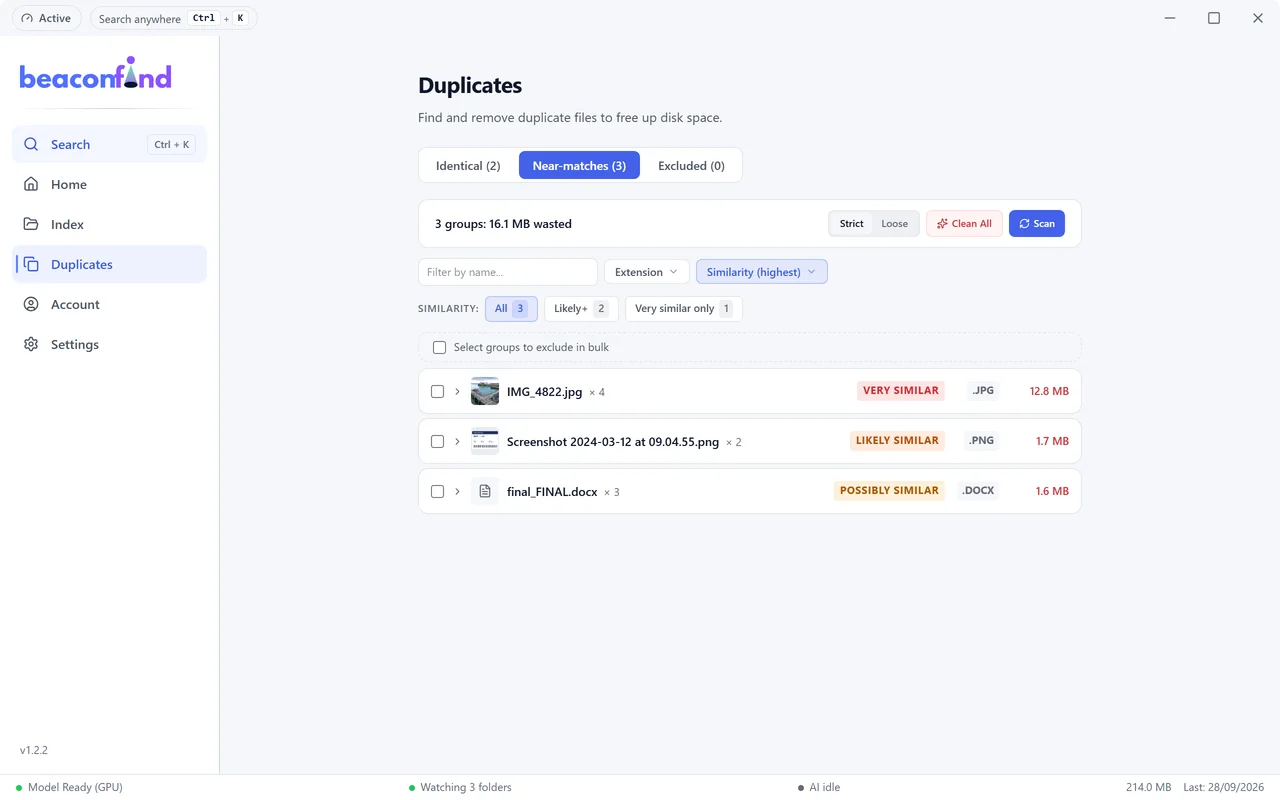 BeaconFind: Find what is duplicated, take the space back