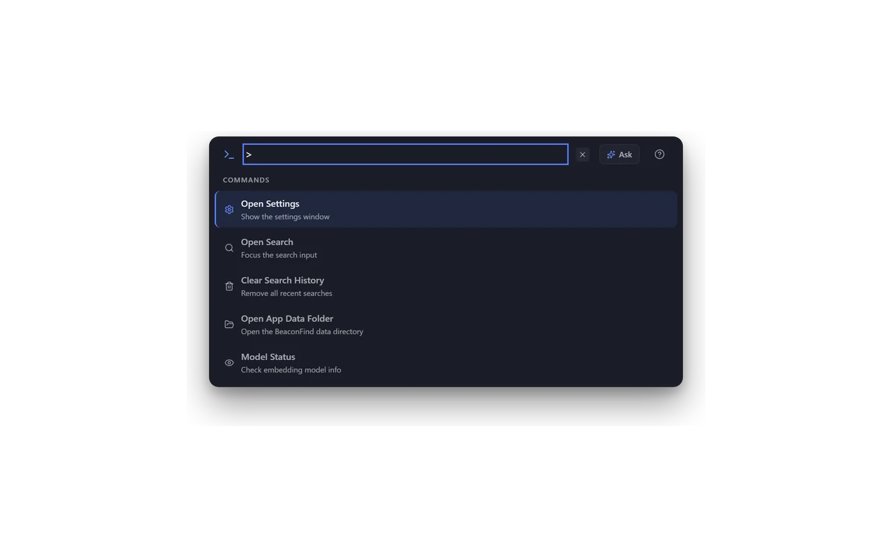 BeaconFind: A command line hiding behind one keystroke
